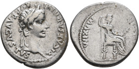 Tiberius, 14-37. Denarius (Silver, 17 mm, 3.68 g, 6 h), Lugdunum, group 4, circa 18-35. TI CAESAR DIVI AVG F AVGVS[TVS] Laureate head of Tiberius to r...