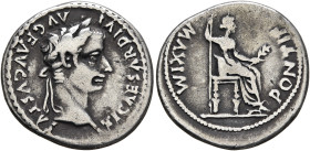 Tiberius, 14-37. Denarius (Silver, 18 mm, 3.70 g, 6 h), Lugdunum, group 5, circa 36-37. TI CAESAR DIVI AVG F AVGVSTVS Laureate head of Tiberius to rig...