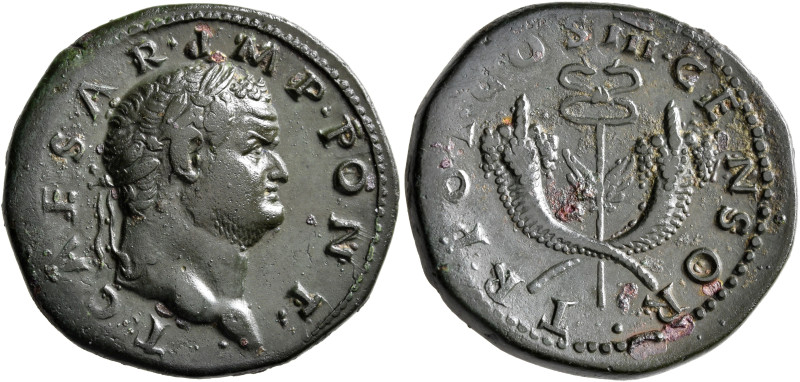 Titus, as Caesar, 69-79. Dupondius (Orichalcum, 28 mm, 12.89 g, 5 h), Rome, for ...