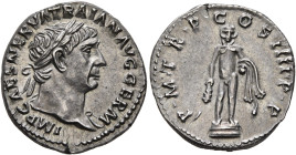 Trajan, 98-117. Denarius (Silver, 18 mm, 3.48 g, 6 h), Rome, 101-102. IMP CAES NERVA TRAIAN AVG GERM Laureate bust of Trajan to right, with slight dra...