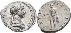 Trajan, 98-117. Denarius (Silver, 18 mm, 3.03 g, 7 h), Rome, winter 114-beginning 116. IMP CAES NER TRAIANO OPTIMO AVG GER DAC Laureate and draped bus...