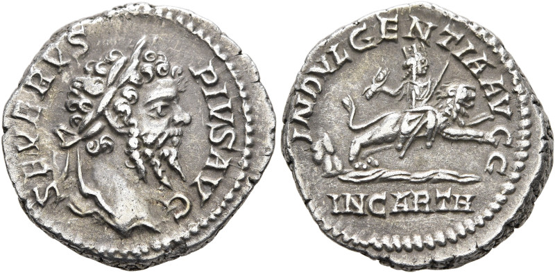 Septimius Severus, 193-211. Denarius (Silver, 17 mm, 3.64 g, 6 h), Rome, 203. SE...