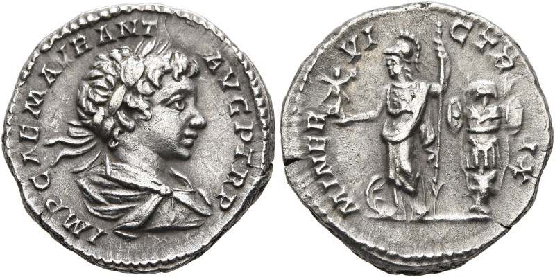 Caracalla, 198-217. Denarius (Silver, 17 mm, 3.44 g, 1 h), Rome, 198. IMP CAE M ...