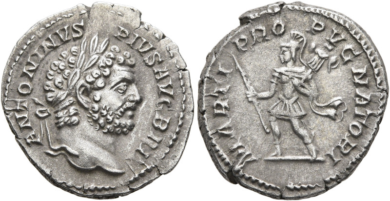 Caracalla, 198-217. Denarius (Silver, 17 mm, 3.29 g, 1 h), Rome, 210-213. ANTONI...