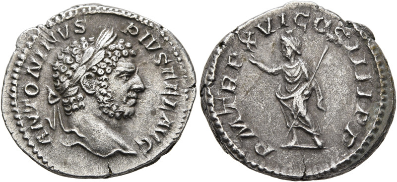 Caracalla, 198-217. Denarius (Silver, 18 mm, 3.64 g, 1 h), Rome, 213. ANTONINVS ...