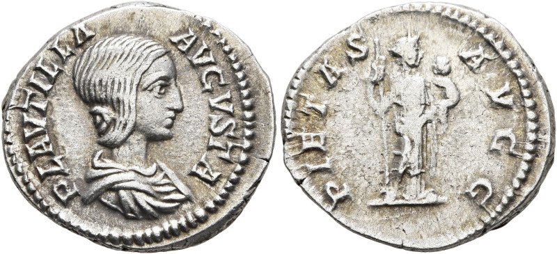 Plautilla, Augusta, 202-205. Denarius (Silver, 18 mm, 3.23 g, 6 h), Rome, 203-20...