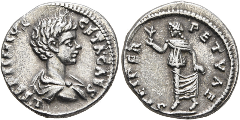 Geta, as Caesar, 198-209. Denarius (Silver, 17 mm, 3.36 g, 6 h), Laodicea ad Mar...