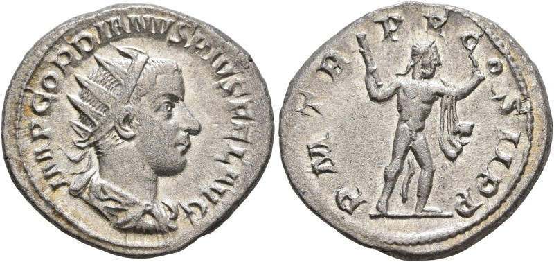 Gordian III, 238-244. Antoninianus (Silver, 21 mm, 4.25 g, 1 h), Antiochia, 242-...