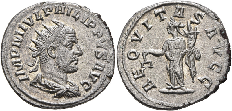 Philip I, 244-249. Antoninianus (Silver, 21 mm, 4.13 g, 7 h), Antiochia, 247-248...