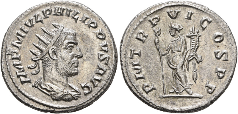 Philip I, 244-249. Antoninianus (Silver, 21 mm, 4.14 g, 6 h), Antiochia, 249. IM...