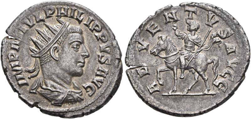 Philip II, 247-249. Antoninianus (Silver, 21 mm, 4.01 g, 6 h), Antiochia, 248. I...