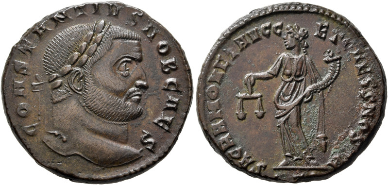 Constantius I, as Caesar, 293-305. Follis (Bronze, 26 mm, 11.35 g, 7 h), Ticinum...