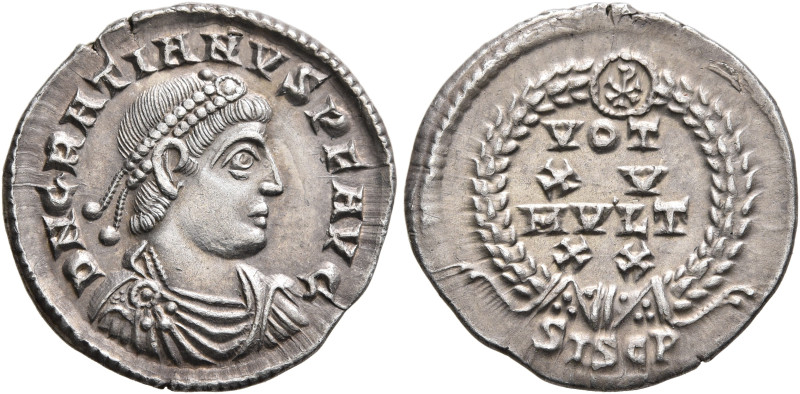 Gratian, 367-383. Siliqua (Silver, 17 mm, 1.83 g, 12 h), Siscia, 367-375. D N GR...