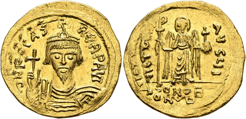 Phocas, 602-610. Solidus (Gold, 22 mm, 4.49 g, 6 h), Constantinopolis, 607-610. ...