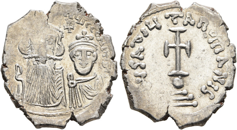 Constans II, with Constantine IV, 641-668. Hexagram (Silver, 22 mm, 5.03 g, 6 h)...