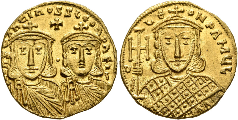 Constantine V Copronymus, with Leo IV, 741-775. Solidus (Gold, 20 mm, 4.39 g, 6 ...