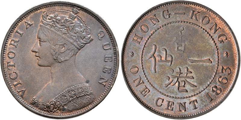 HONG KONG, British Administration. Victoria, 1837-1901. Cent 1863 (Bronze, 27 mm...