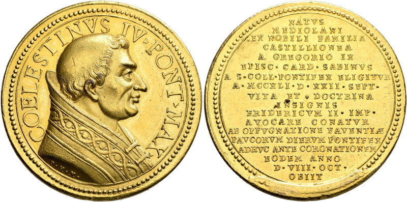 ITALY. Papal Coinage. Celestine IV, 1241. Medal no date (1712) (Gilt Bronze, 38 ...