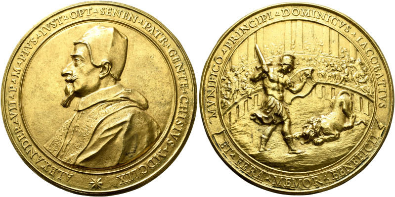 ITALY. Papal Coinage. Alexander VII, 1655-1667. Medal 1659 (Gilt Bronze, 99 mm, ...