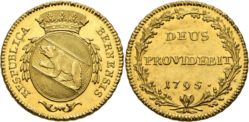 SWITZERLAND. Bern, Stadt. Doppelduplone 1795 (Gold, 28 mm, 15.27 g, 6 h). RESPUB...