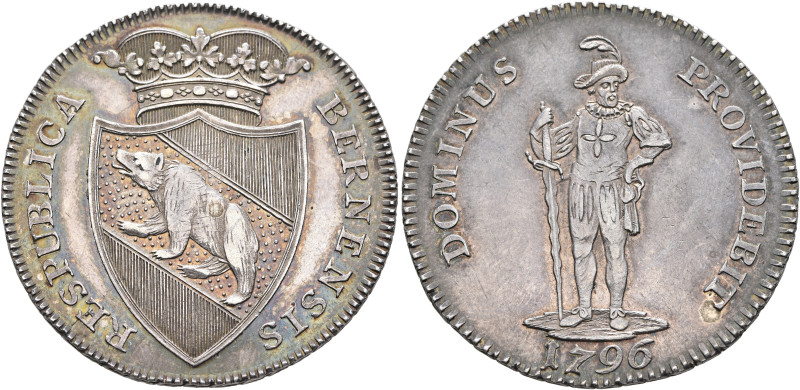 SWITZERLAND. Bern. Stadt. Halbtaler 1796 (Silver, 34 mm, 14.69 g, 6 h). RES PUBL...