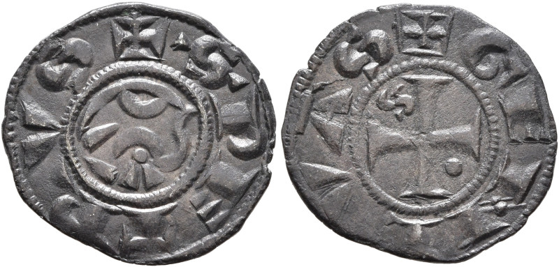 SWITZERLAND. Genf (Geneva). Bistum, 14th century. Denier (Silver, 17 mm, 0.95 g)...