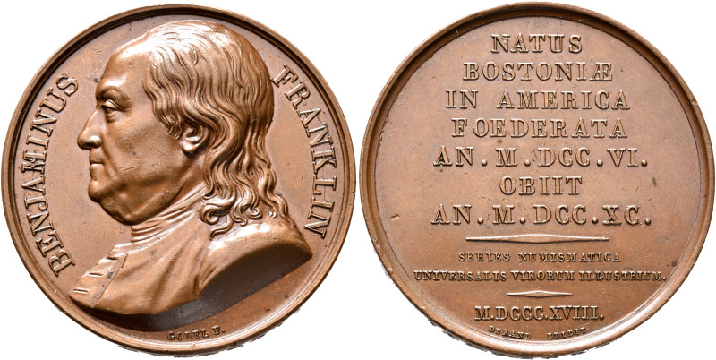 UNITED STATES. 1776-pres. Medal 1818 (Bronze, 41 mm, 47.26 g, 12 h), on Benjamin...