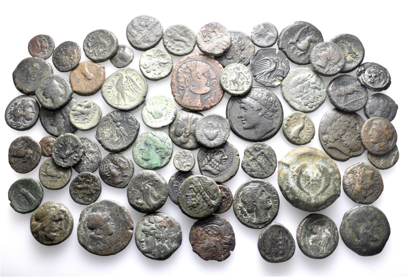 A lot containing 62 bronze coins. Including: Celtic and Greek. Fine to nearly ve...