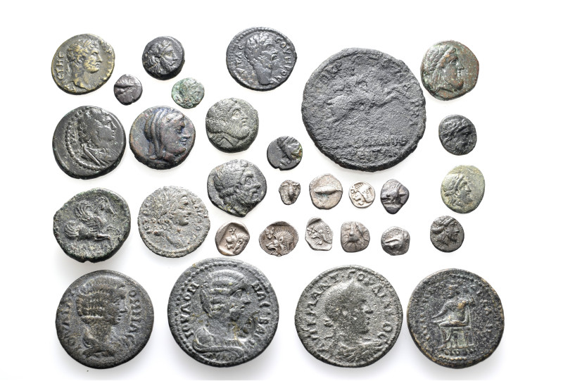 A lot containing 30 silver and bronze coins. Including: Greek and Roman Provinci...