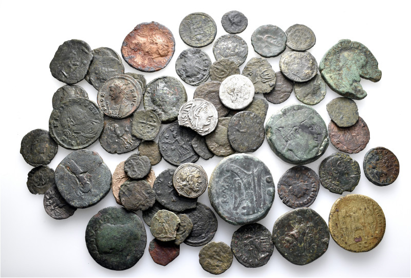 A lot of 2 silver and 59 bronze coins. Including: Roman Republican, Roman Imperi...