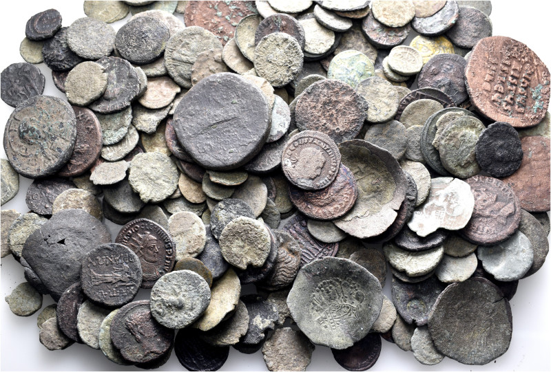 A lot containing 222 bronze coins. Including: Greek, Roman Provincial, Roman Imp...