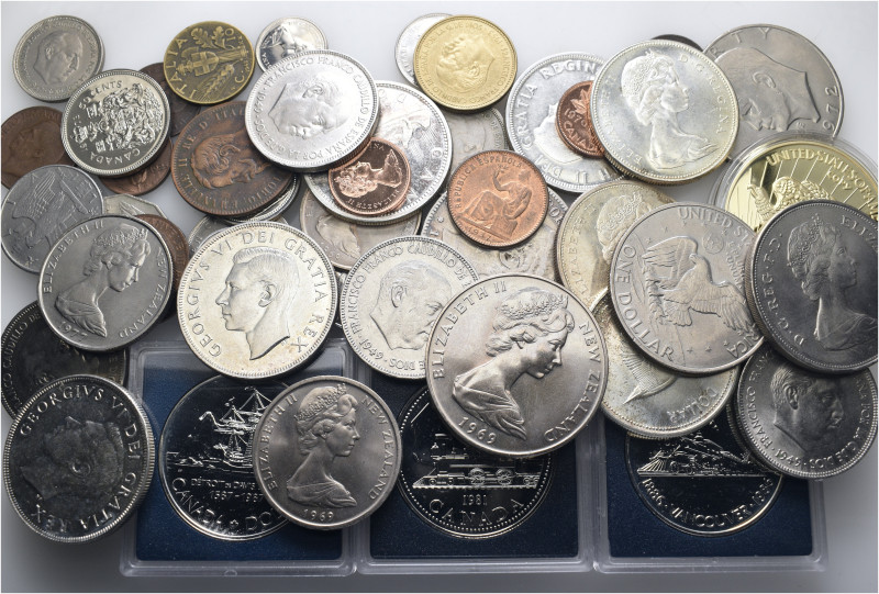 A lot of 51 silver, bronze and copper-nickel coins. Including: IT, ES, AU, NZ, C...