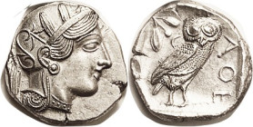 ATHENS, Tet, 449-413 BC, Athena head r/Owl stg r, S2526, Choice EF, good centering & strike; Athena's hair waves exceptionally sharp, which is what I ...