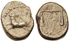 EGYPT, PHARAOH NEKTANEBO II, 361-343 BC, Æ16, Leaping ram/scales; F-VF, sl off-c...