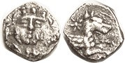 LARANDA, Obol, 324-323 BC, Herakles head facg, w/club/wolf forepart r, star above; AEF, nrly centered, decent metal, strong face. (A VF ("very rare") ...