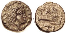 PANTIKAPAION, Æ13, c.310-304 BC, Satyr head r/bowcase & lgnd; VF+/VF well center...