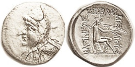 PARTHIA, Mithradates I, 185-170 BC, Drachm, Sellw. 10.1, bust in bashliq, archer std r; VF-EF, centered, bright lusterlike silver with touches of poro...