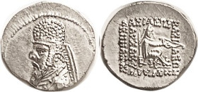 PARTHIA, Mithradates II, Drachm, Sellw.28.7, Bust l./ archer std r, ex European auction as "Lustrous Mint" which is more or less true, typical low obv...