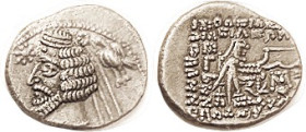 PARTHIA, Phraates IV, Drachm, Sellw 53.7, AEF/VF, sl off-ctr as usual, portrait quite sharp, good metal with moderate tone. (A GVF sold for $253, Trit...