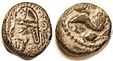 PARTHIA, Osroes II, Æ9, Sellw. 85.5, rev horned sheep, the only Æ type Sellw lis...