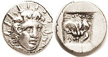 RHODES, Hemidrachm, c.125-88 BC, Radiate Helios head facg 3/4 r/ Rose in incuse square, Magistrate Diognetos, prow rt; VF-EF, rev sl off-ctr but compl...