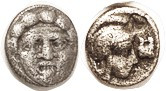SELGE, Obol, 350-300 BC, Facing Gorgon head/Athena hd r, astragalos in front ( rare variety, normally it's behind); F+, centered, fully clear, strong ...