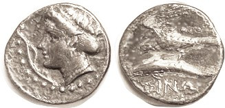 SINOPE, Drachm, 365-322 BC, Nymph Sinope head l, aplustre left/Eagle on dolphin,...