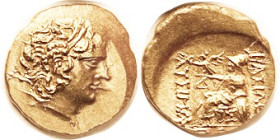 THRACE, Lysimachos, GOLD Stater, of Istros, c.88-86 BC, Alexander Head r with horn/Athena std l; SNG Cop 1094; Mint State, obv centered, some strike f...