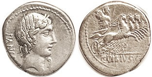 C. Vibius Pansa, Den, 89-88 BC, Cr.342/5b, Sy.684, Apollo bust r/Minerva in quad...