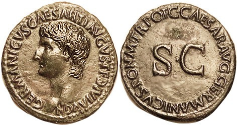 GERMANICUS, As, by Caligula, Bust l./SC in lgnd, Coh.1, Choice EF, perfectly cen...