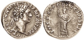 DOMITIAN, Den, IMP XXI COS XV CENS PPP, Minerva stg l; EF, well centered, full lgnds, possibly sl rev smoothing, great detail on both portrait & rev f...