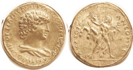 ANTINOUS, Paduan Medallion, later cast, after Cavino, Lawr.51; 38 mm, Antinous bust r/Mercury stg w/Pegasus, VF, light gold colored brass, sl crude, f...