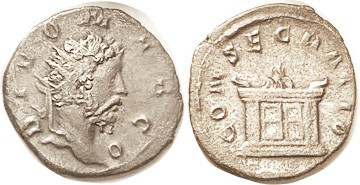 MARCUS AURELIUS, Posthumous, ANT, issue by Trajan Decius, CONSECRATIO, altar; VF...