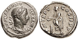 SEVERUS ALEXANDER, Den, PM TRP V COS II PP, Ruler sacrificing; VF+, centered, darkly toned with appearance of a bronze coin. (Same var., GVF, brought ...
